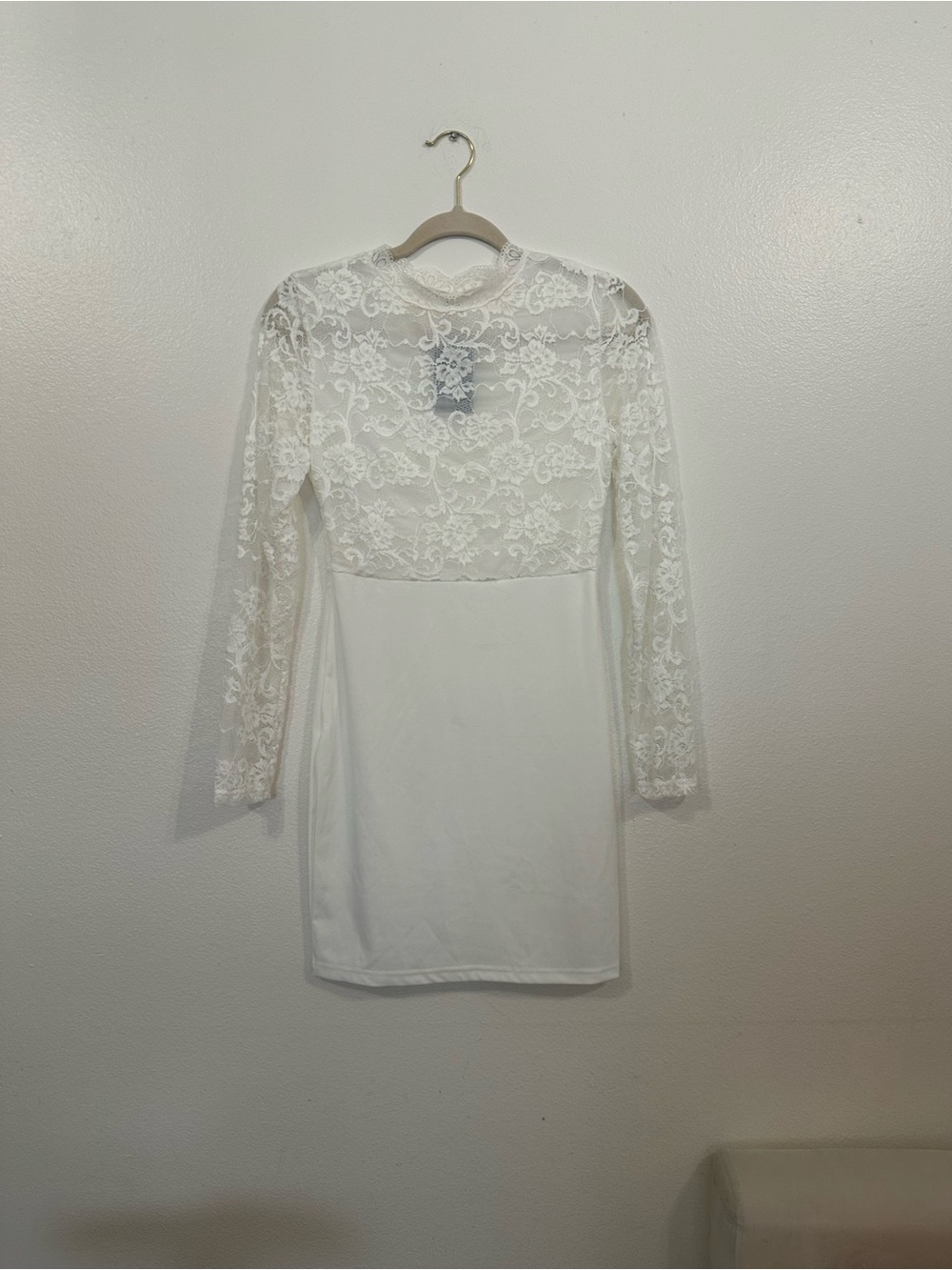 Kali White Lace Long Sleeve Mini Dress